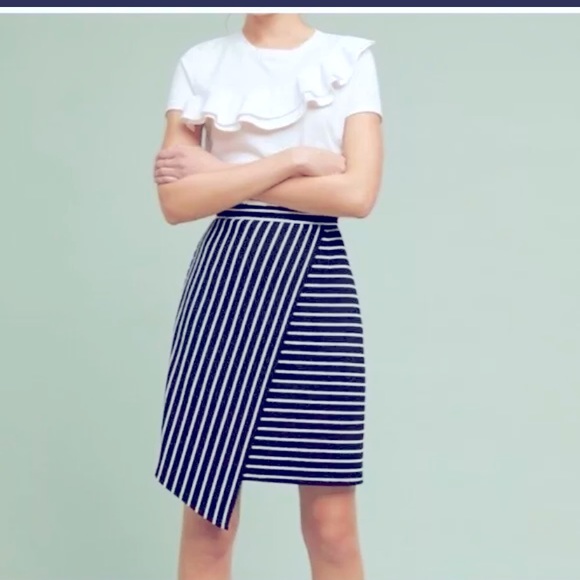 NWT Anthropology Hutch Navi and white stripe skirt - Picture 1 of 3